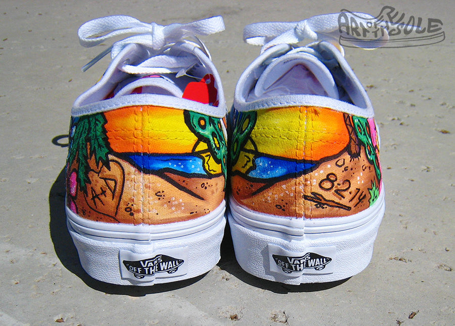 Ticket to Paradise Custom Hand Painted Vans Authentic Shoes