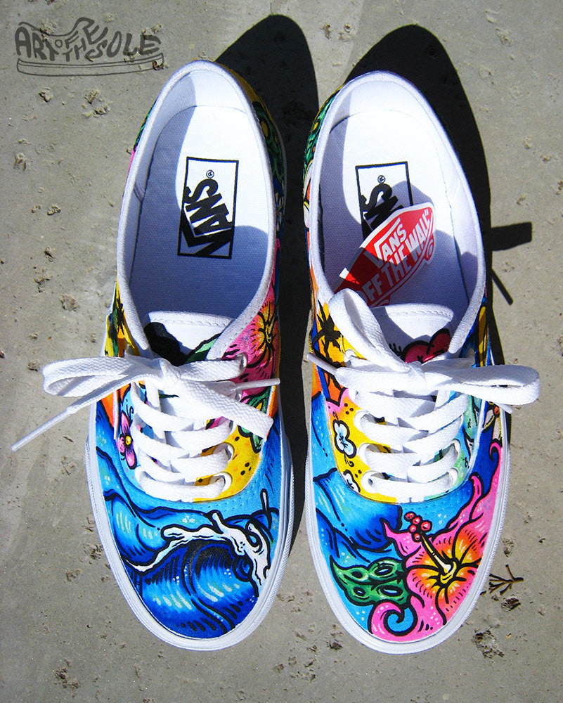 Ticket to Paradise Custom Hand Painted Vans Authentic Shoes