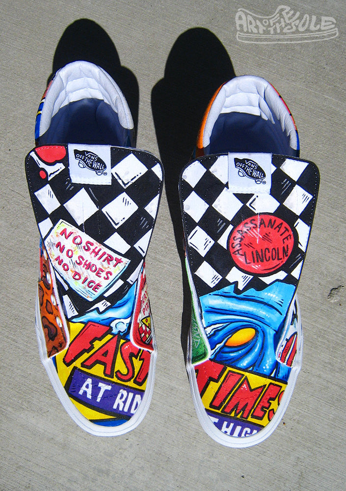 Fast Times  - Custom Hand Painted Vans Hi top Shoes