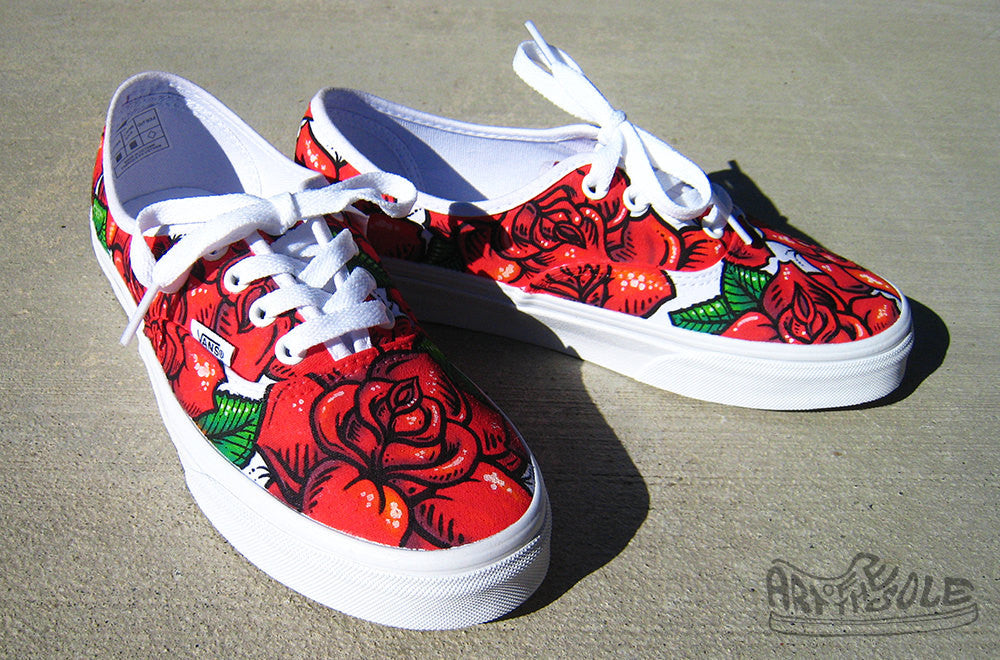Rose Tattoo - hand painted Vans Authentic shoes – chadcantcolor