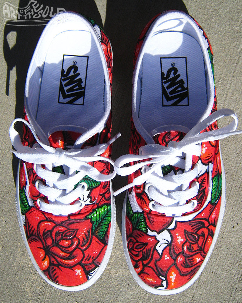 Custom Vans Shoes - Rose Design (Hand Drawn) — RIVAL ART CO.