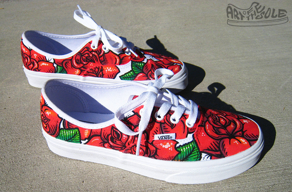 Rose Tattoo - Custom hand painted Vans Authentic shoes