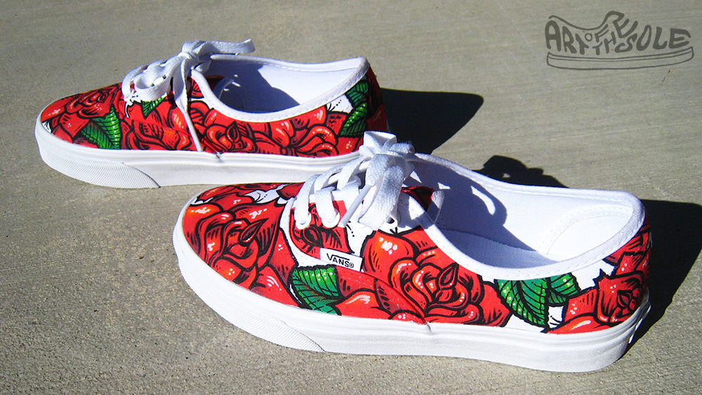 Rose Tattoo - Custom hand painted Vans Authentic shoes