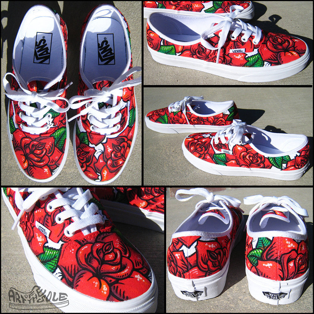 Rose Tattoo - Custom hand painted Vans Authentic shoes