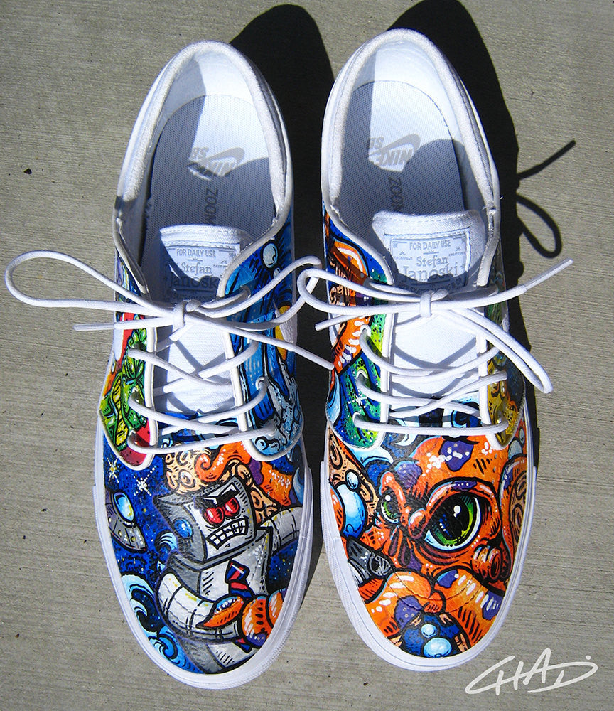 Wavy - Custom Hand Painted Jordan Retro 1 Shoes – chadcantcolor