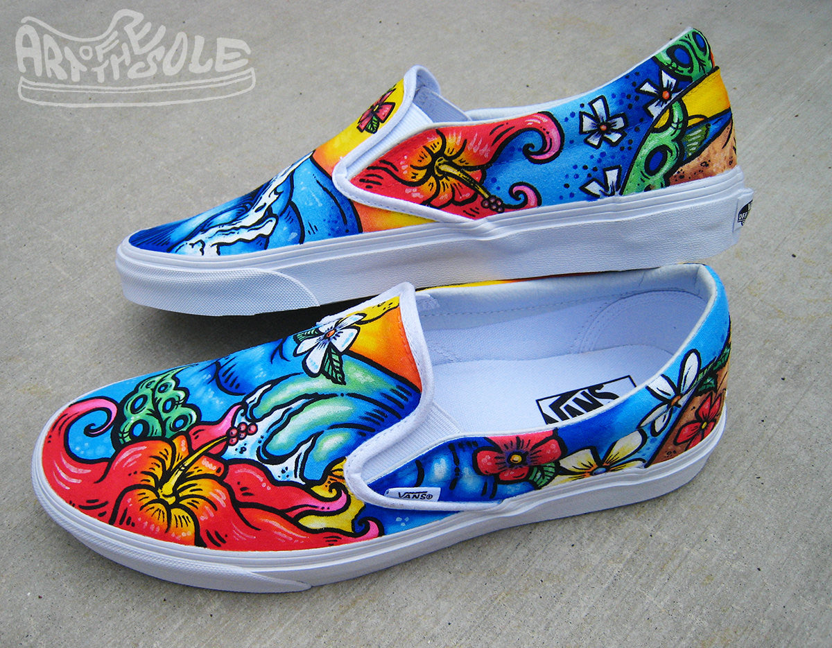 Loud Mouth Hand Painted Vans Classic Slip Ons – chadcantcolor