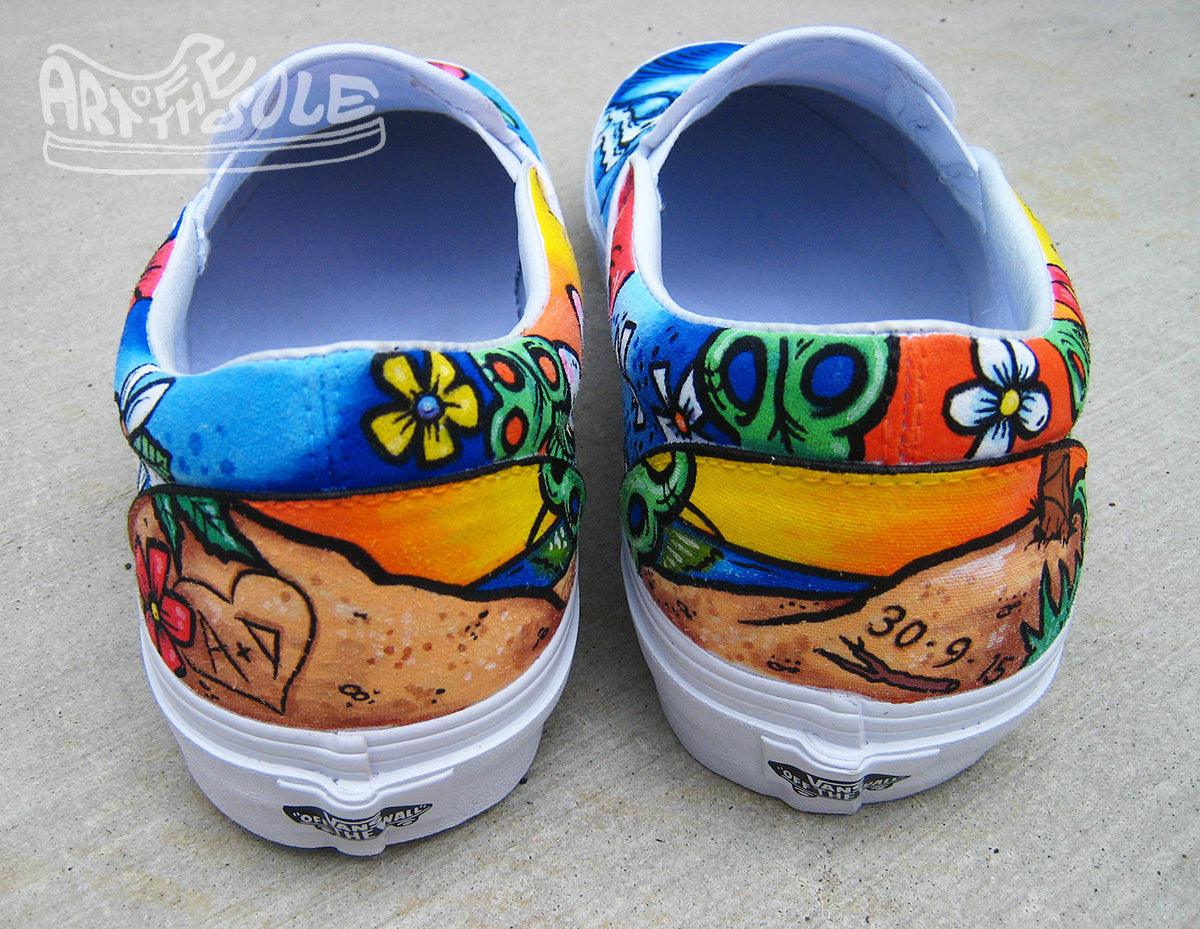 Paradise - Custom Hand Painted Vans Slip On Shoes