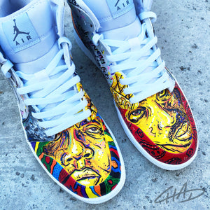 LEGENDS - Tupac and Biggie Custom Hand Painted Jordan retro 1 shoes