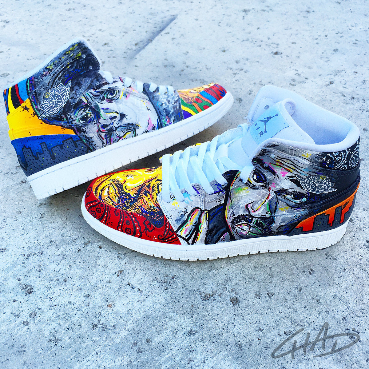 kost salvie fotoelektrisk LEGENDS - Tupac and Biggie Custom Hand Painted Jordan retro 1 shoes –  chadcantcolor