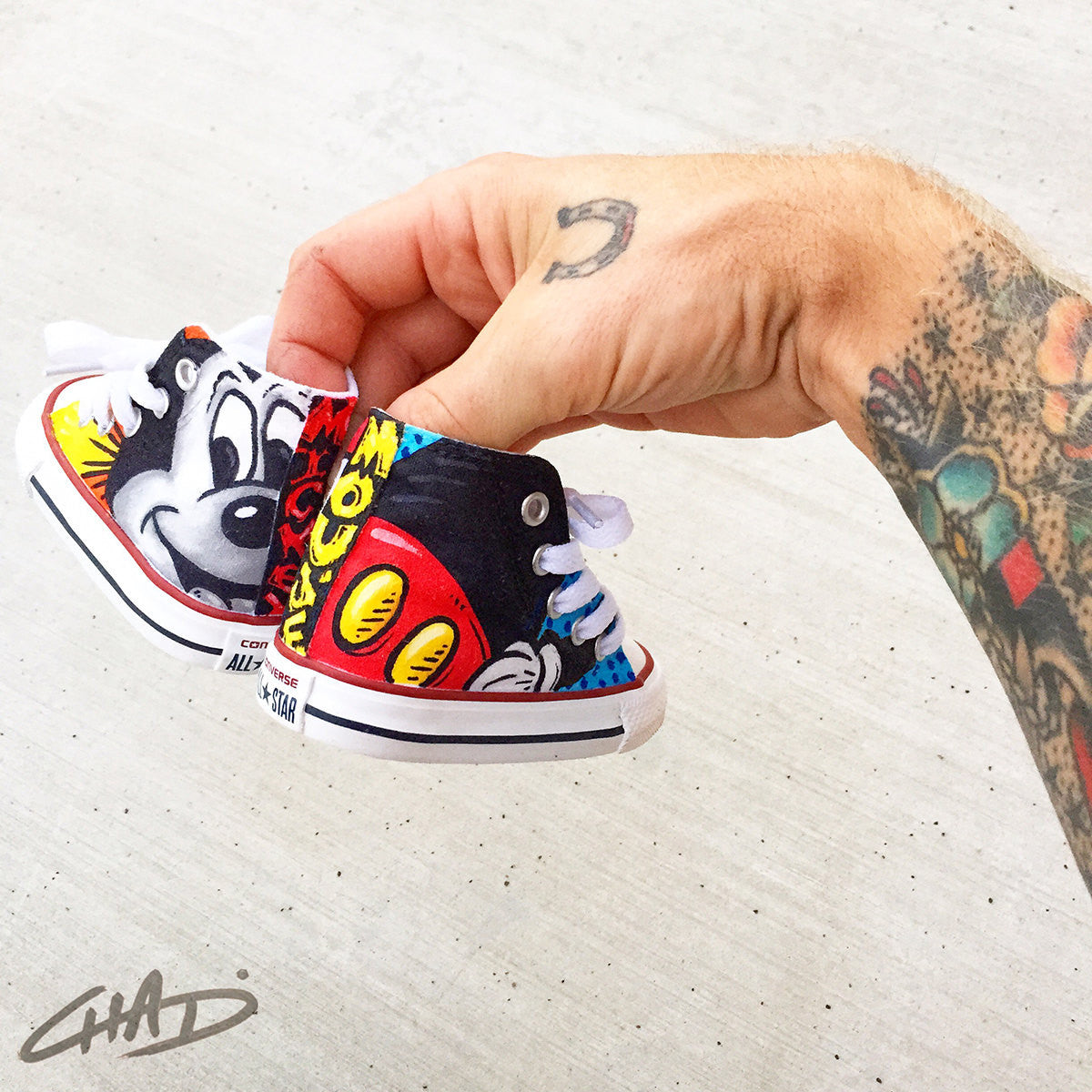 Custom Hand Painted Toddler Mickey Converse Chucks