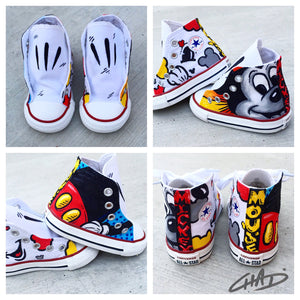 Custom Hand Painted Toddler Mickey Converse Chucks