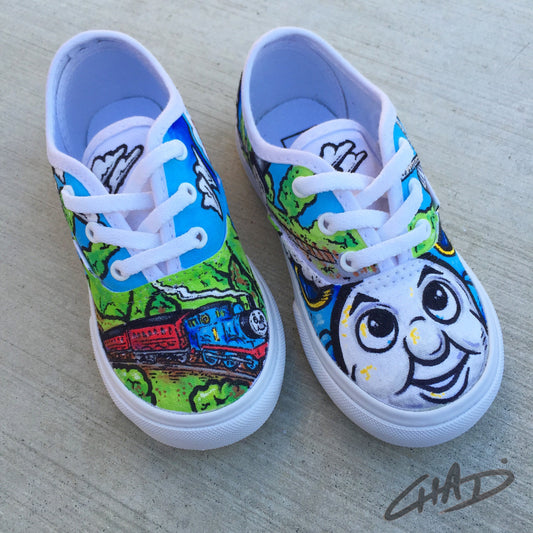 Thomas the Tank custom hand painted Children's Vans shoes