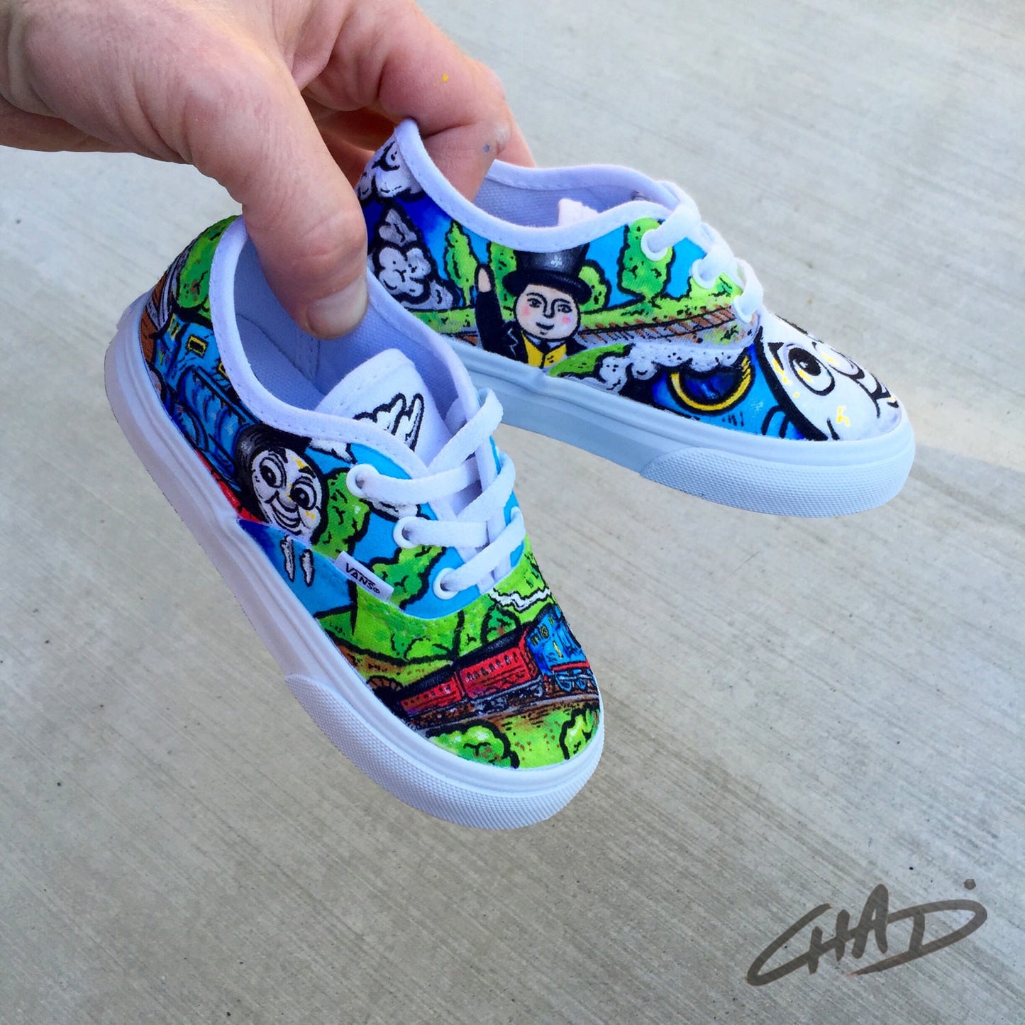 Thomas the Tank custom hand painted Children's Vans shoes