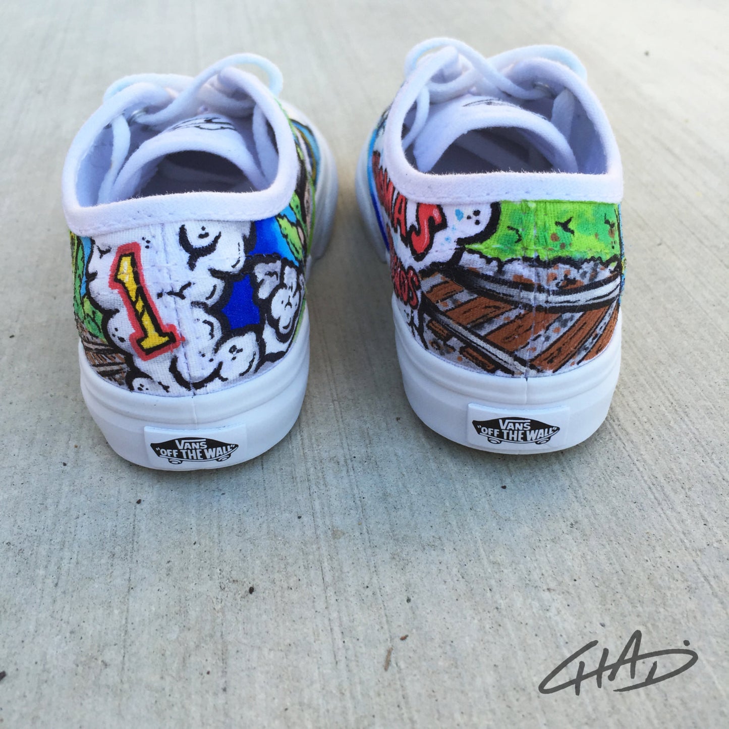 Thomas the Tank custom hand painted Children's Vans shoes
