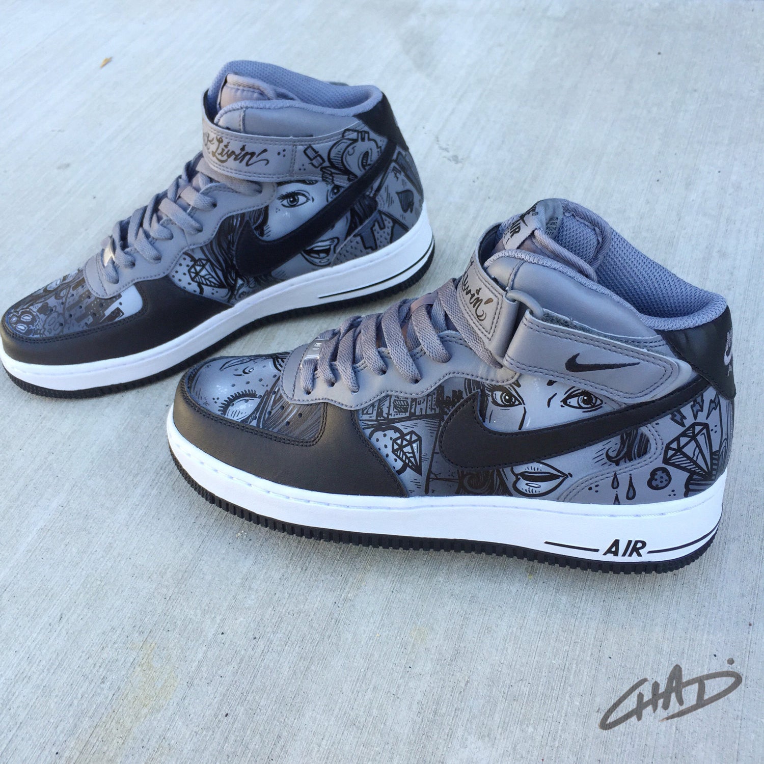 Nike Air Force 1 Mids 'Iridescent' - Custom Painted – B Street Shoes