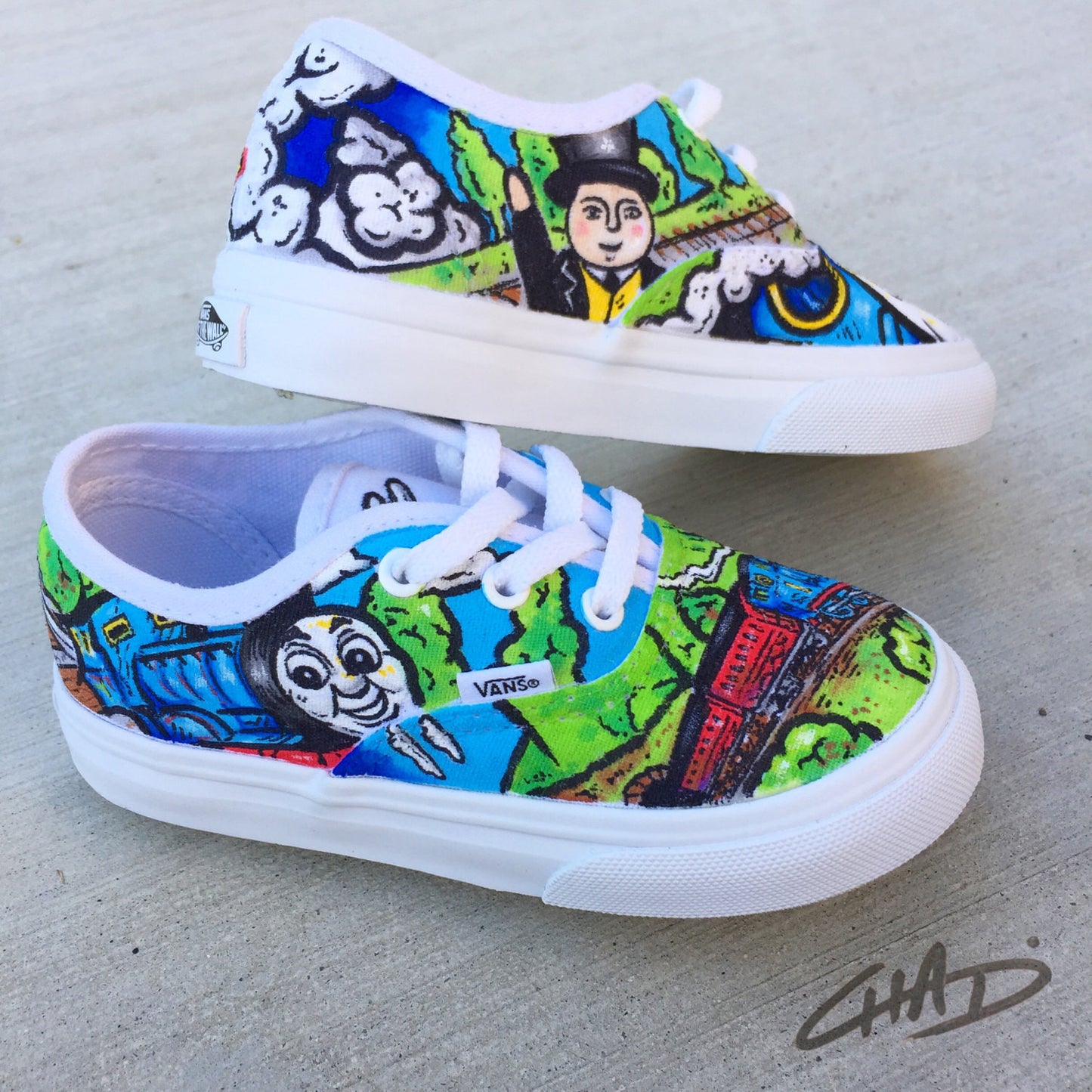 Thomas the Tank custom hand painted Children's Vans shoes