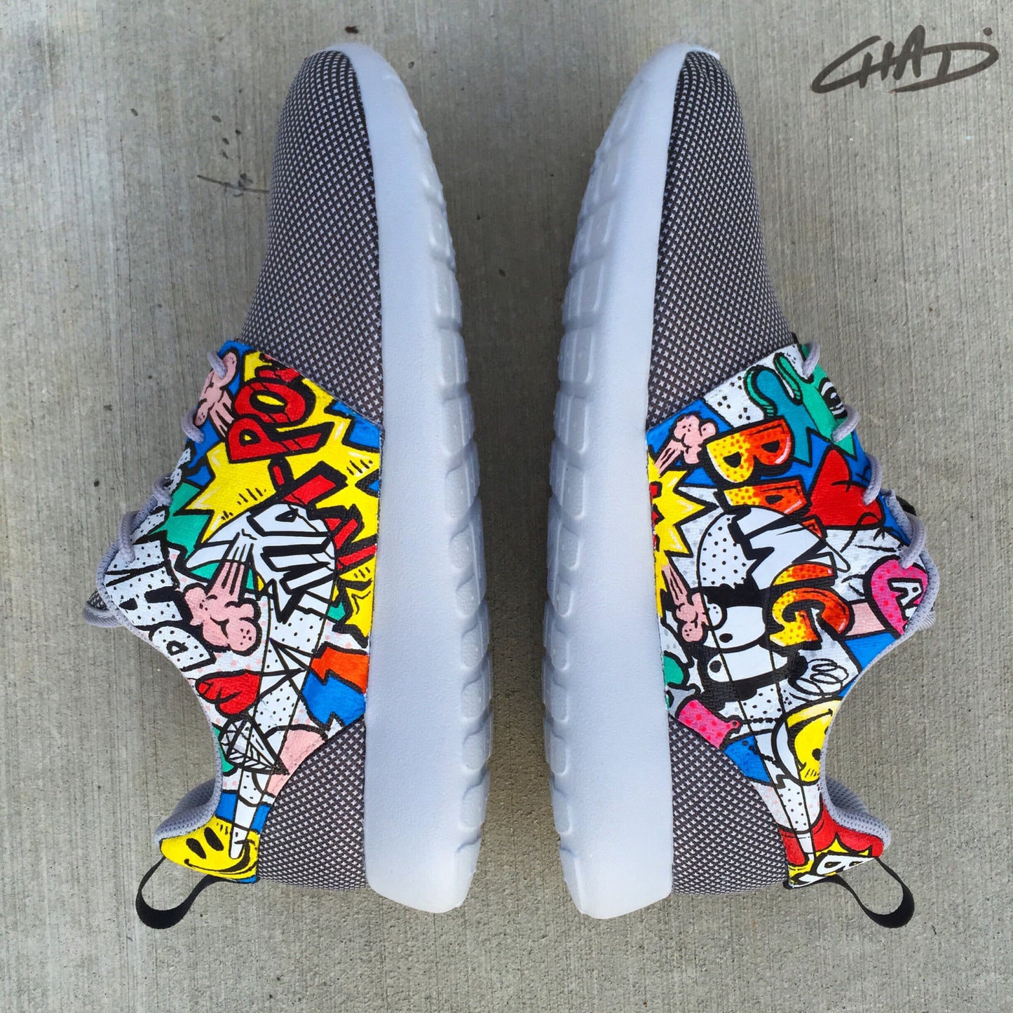 Bam Pow Comic Pop Art hand painted Nike Roshe shoes
