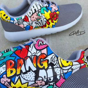 Compra Sabueso nitrógeno Bam Pow Comic Pop Art hand painted Nike Roshe shoes – chadcantcolor