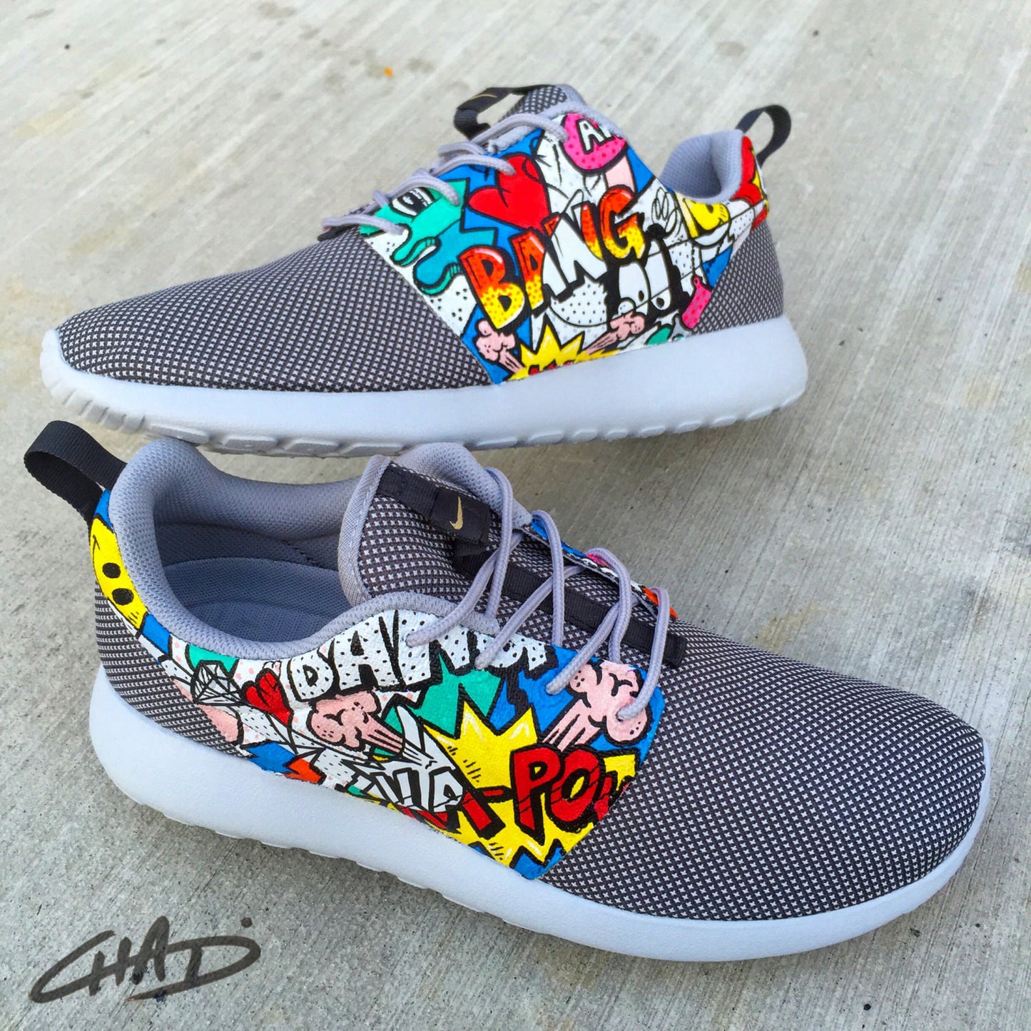 Bam Pow Comic Pop Art hand painted Nike Roshe shoes