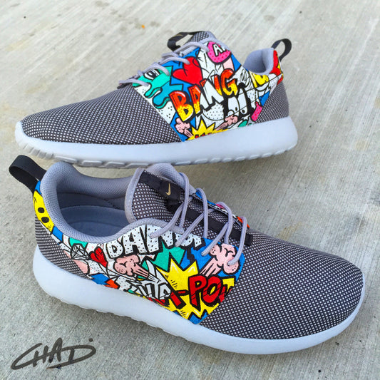 Bam Pow Comic Pop Art hand painted Nike Roshe shoes