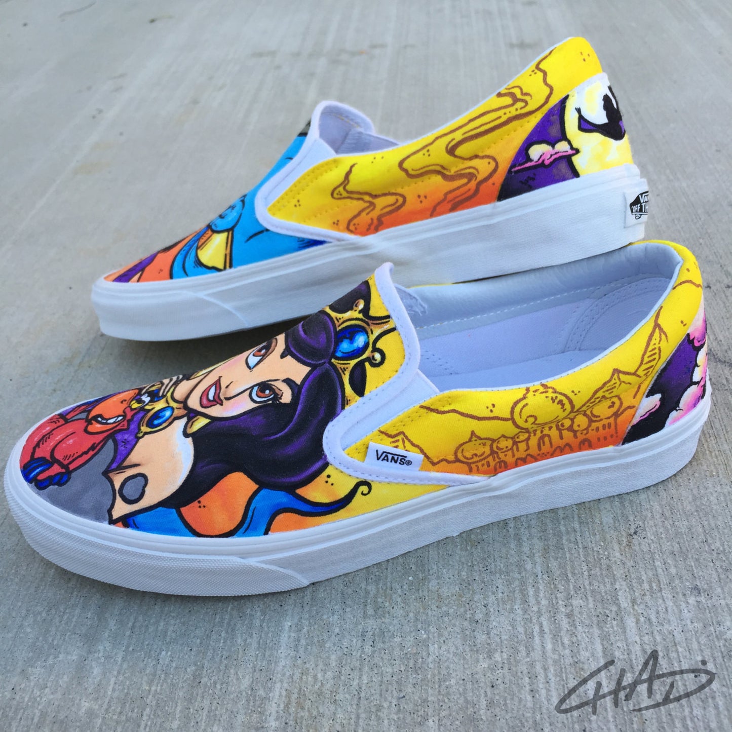 Aladdin Hand Painted Vans Slip On shoes
