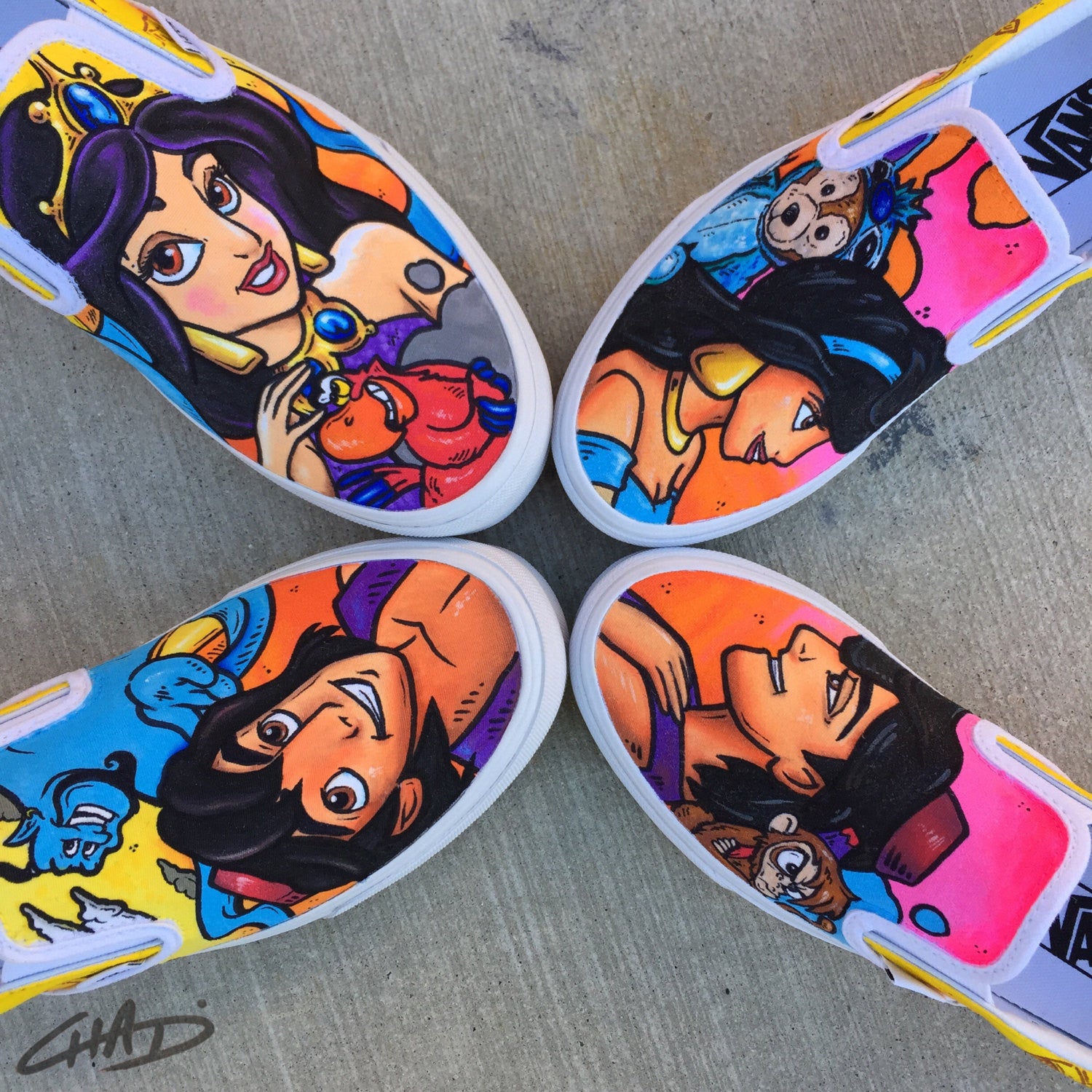 Aladdin Hand Painted Vans Slip On shoes