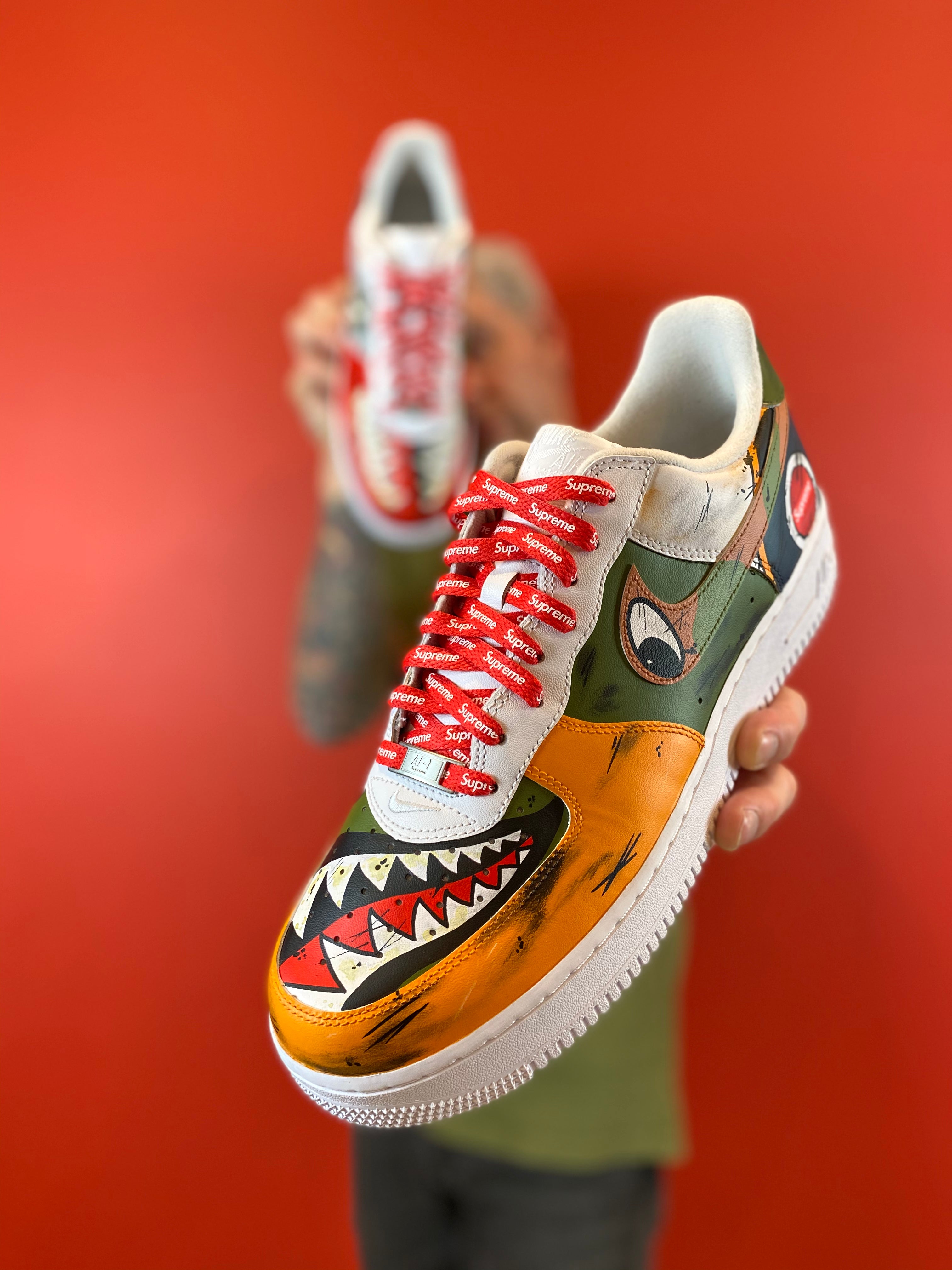 Fighter Planes SUPREME Nike AF1 shoes – chadcantcolor