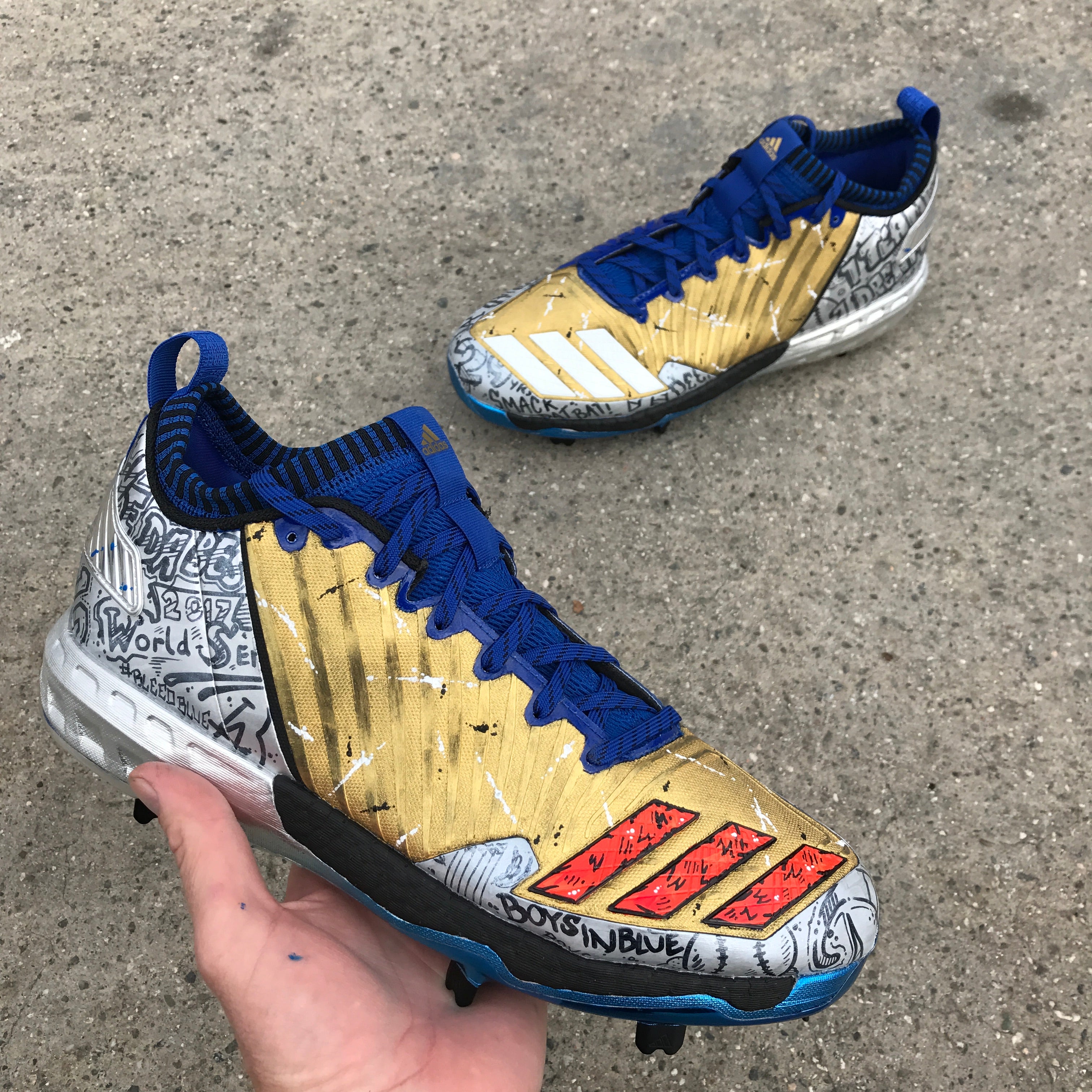 Justin Turner Gold" Custom Cleats Adidas shoes – chadcantcolor