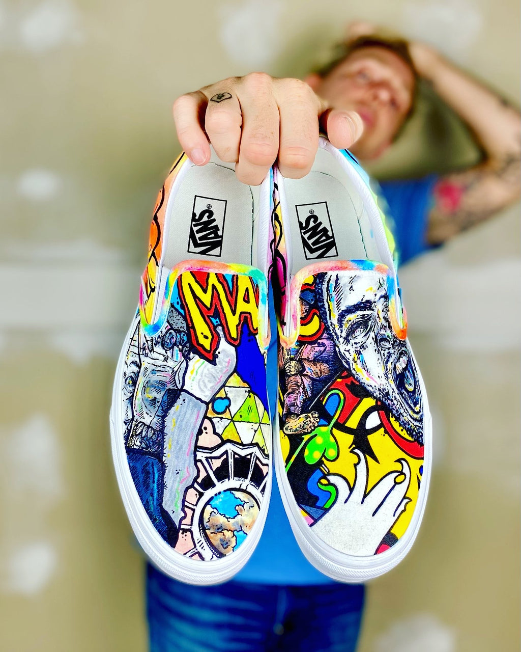 Ticket to Paradise Custom Hand Painted Vans Authentic Shoes – chadcantcolor