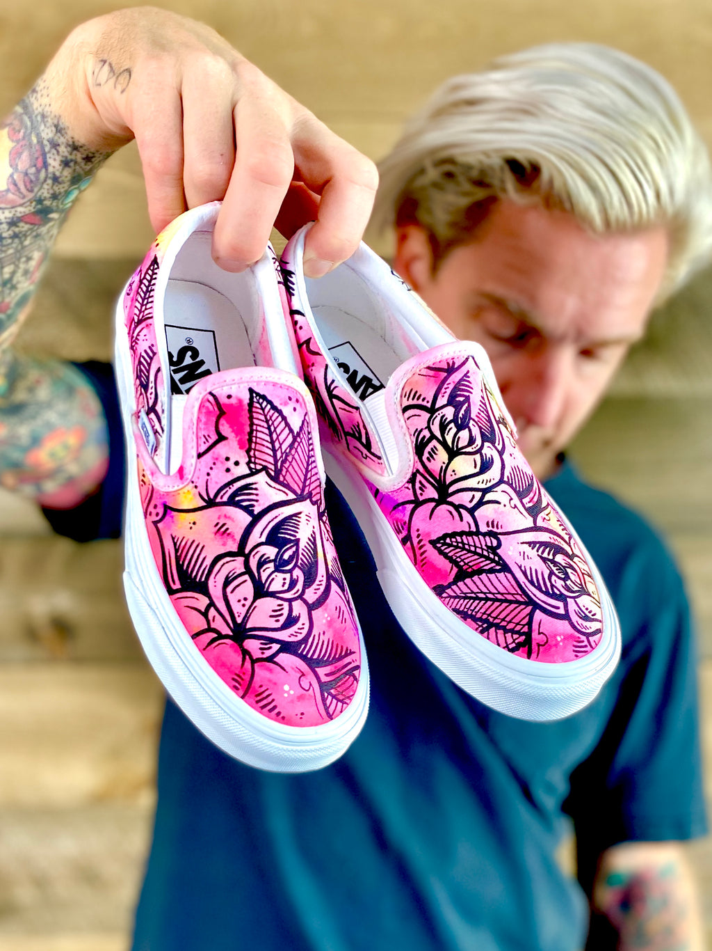 Blush Rose Vans Slip On shoes