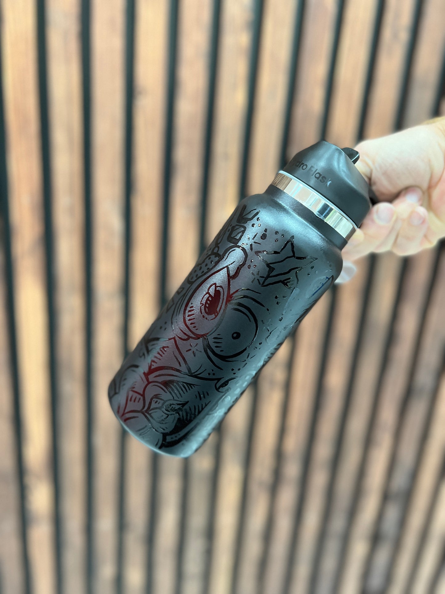 Custom Hand Painted Hydro Flask - 32oz Wide Mouth Stealth edition