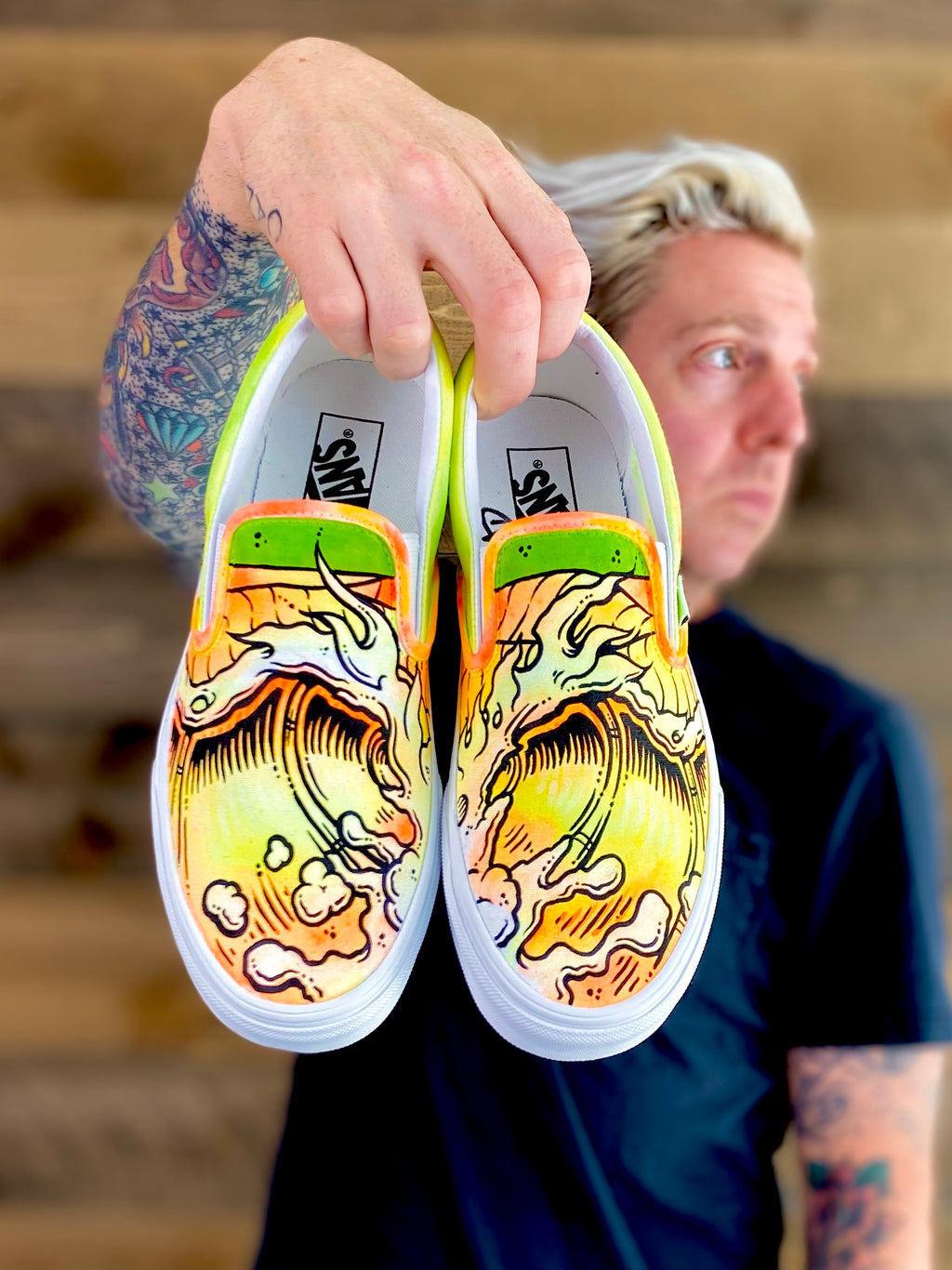 Loud Mouth Hand Painted Vans Classic Slip Ons – chadcantcolor