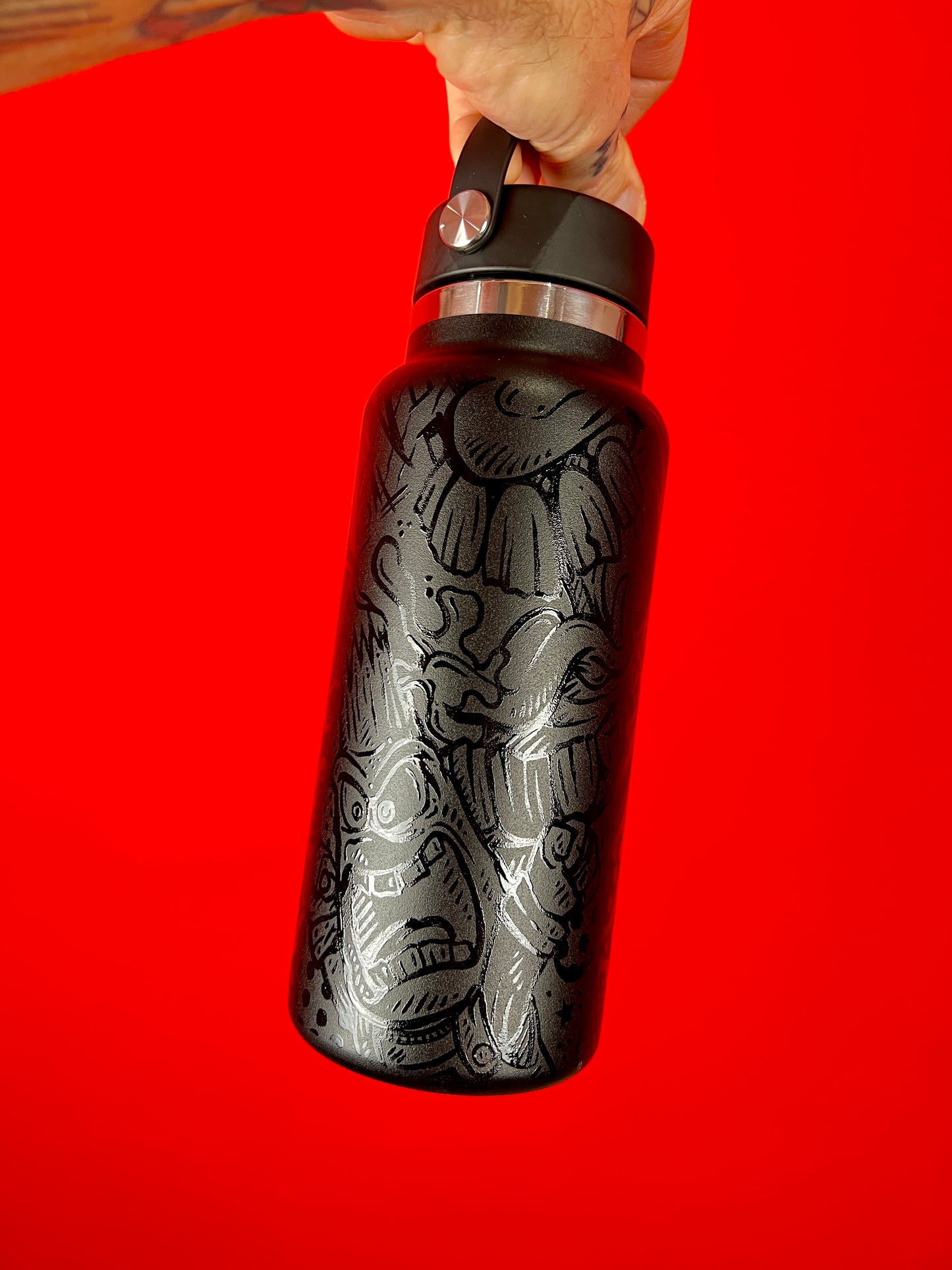 Custom Hand Painted Hydro Flask - 32oz Wide Mouth Stealth edition