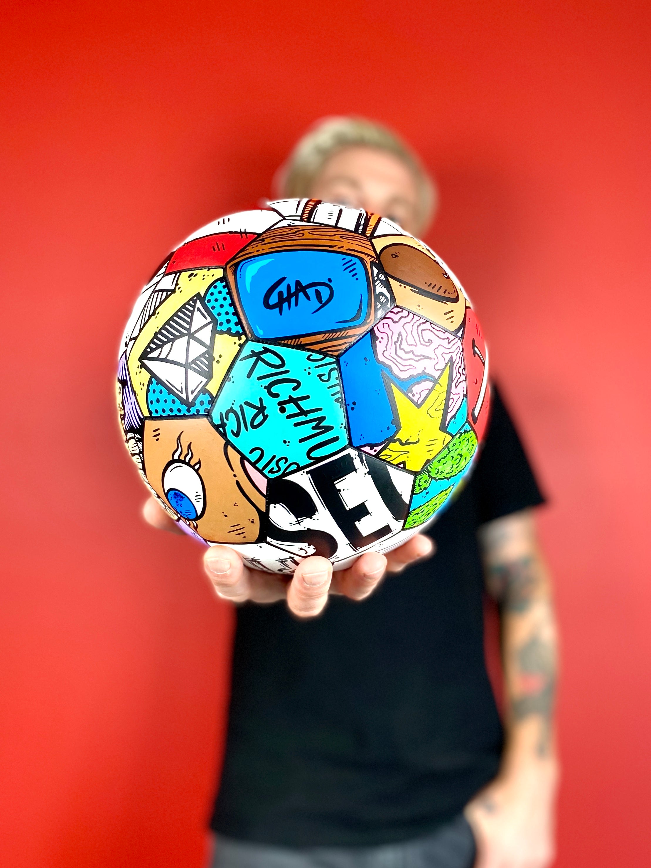 Sech 1 of 1 - Hand painted Soccerball - Football - Futball