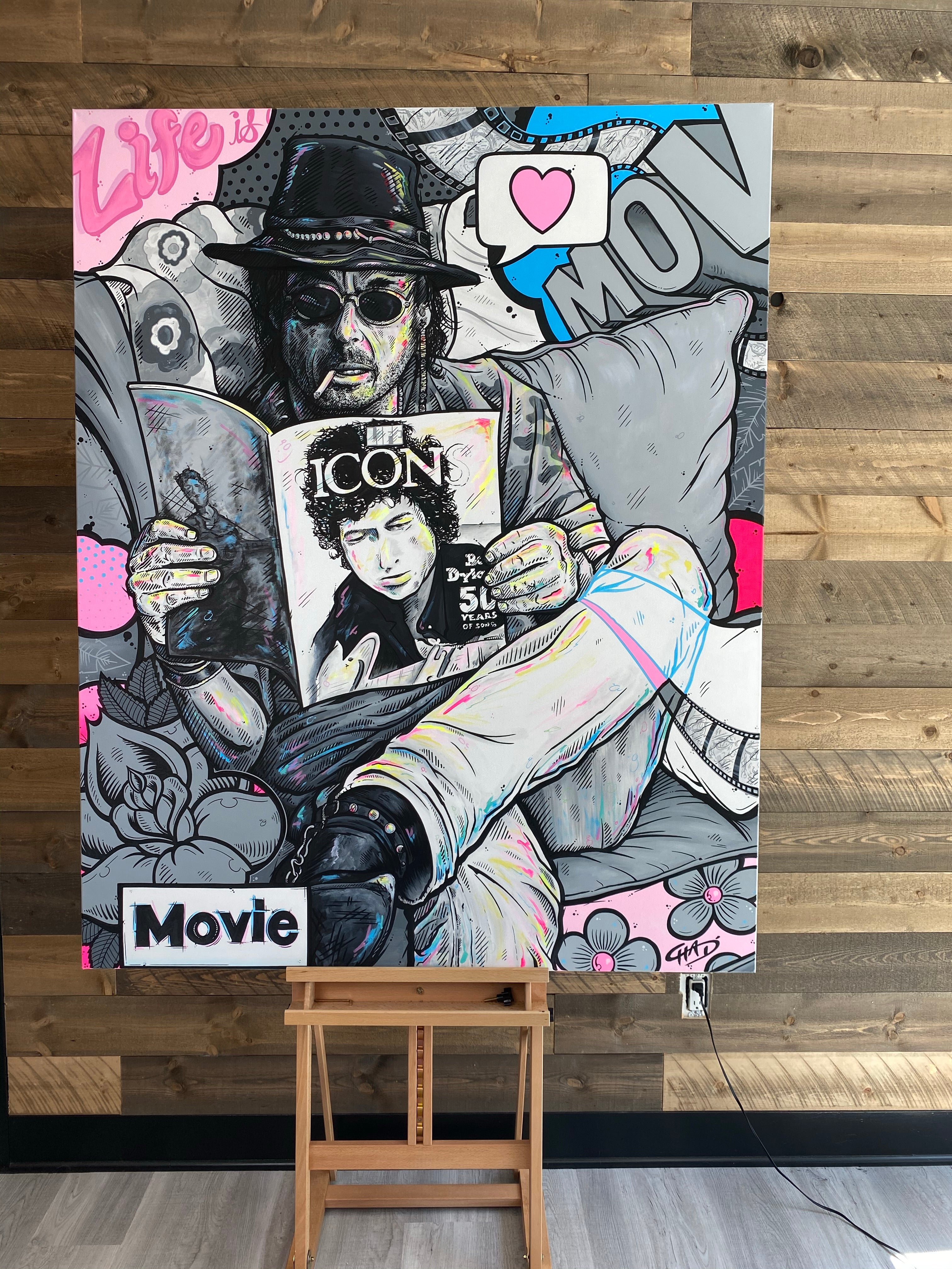 Pops Movie  48" x 60" Canvas Painting