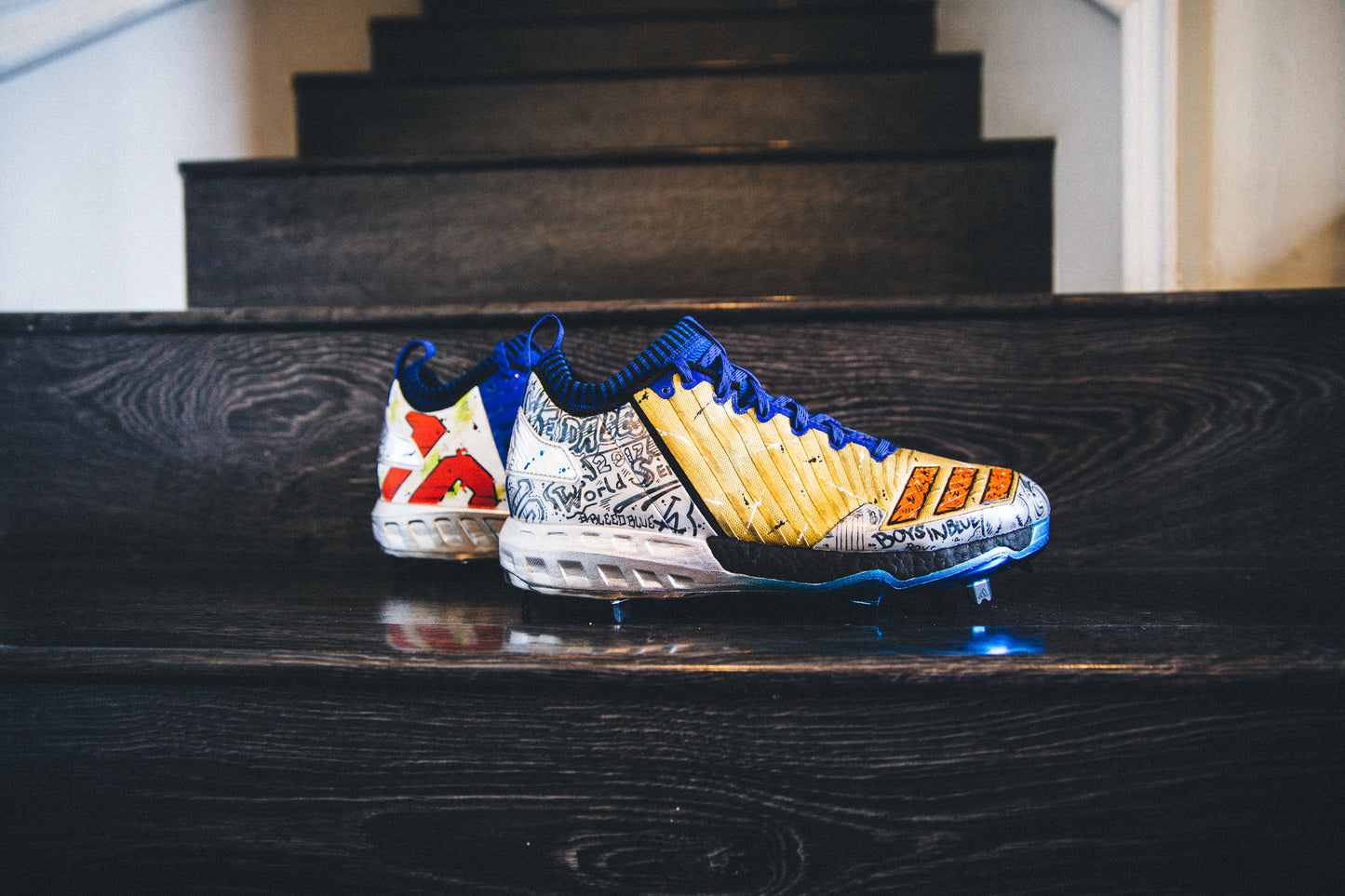 Justin Turner "Dodgers 10K Gold" Custom Cleats - Adidas Baseball shoes