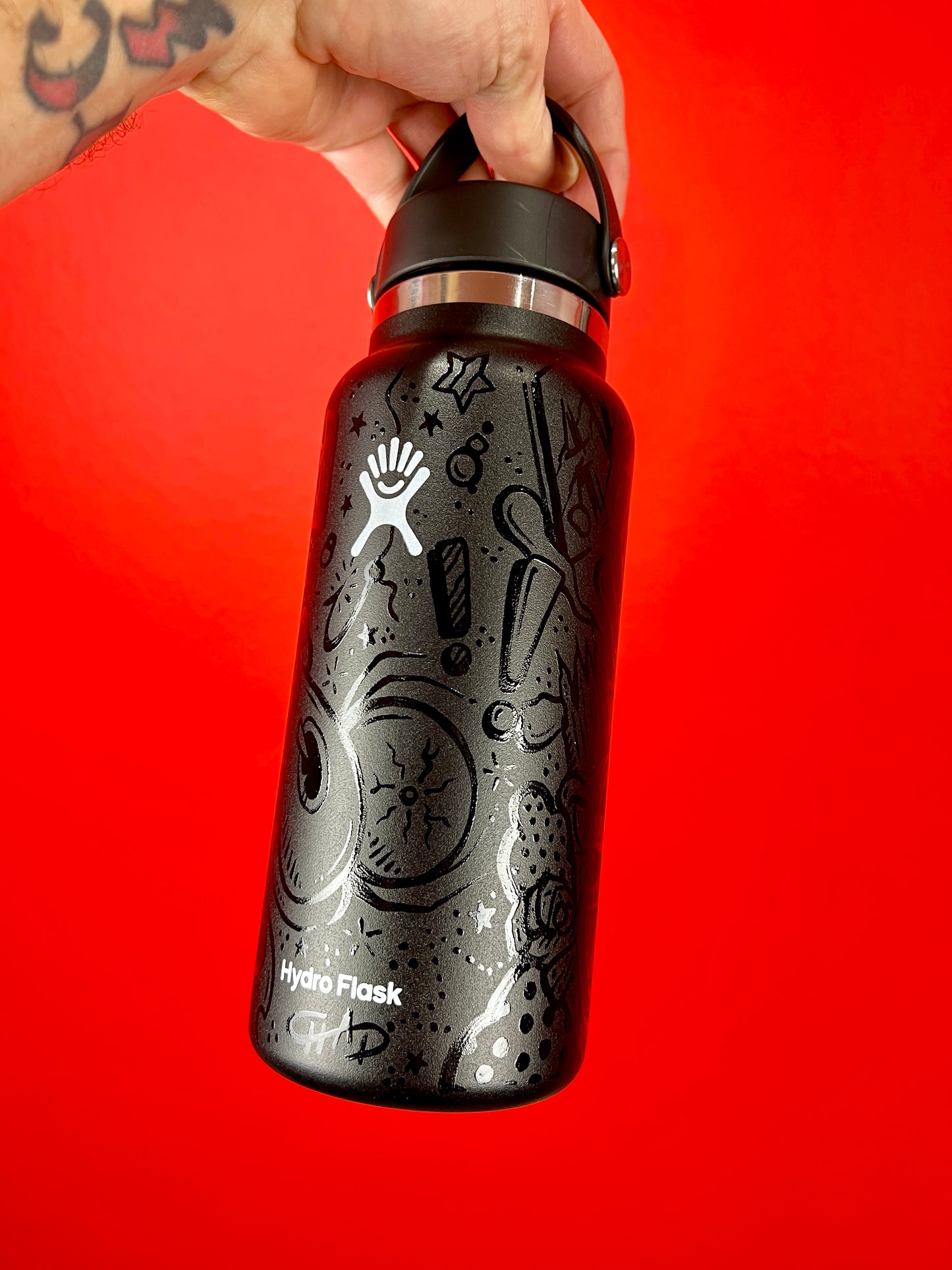 Custom Hand Painted Hydro Flask - 32oz Wide Mouth Stealth edition