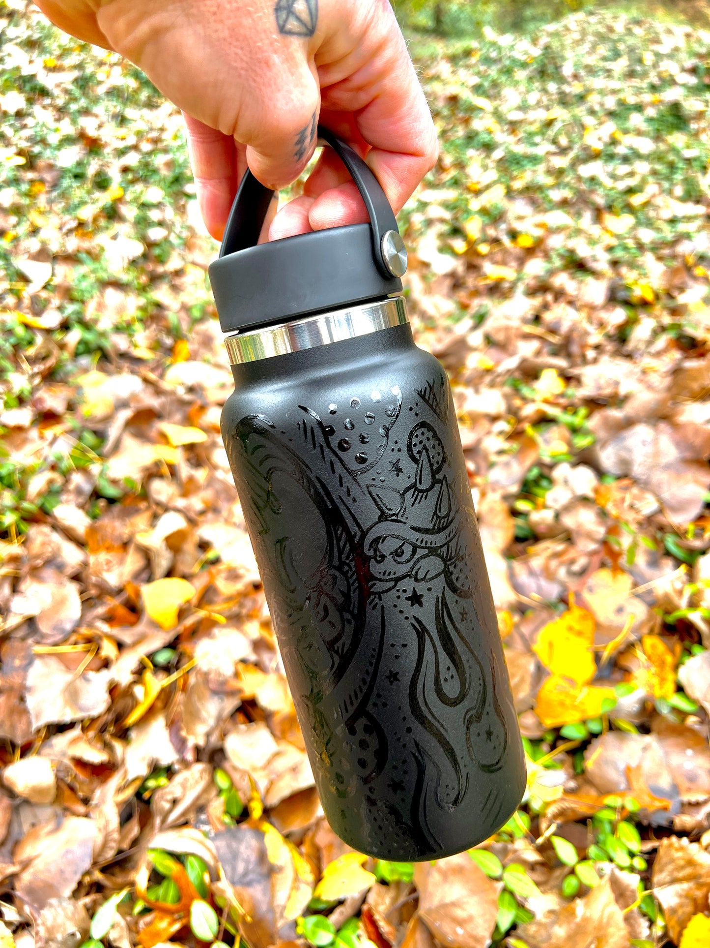 Custom Hand Painted Hydro Flask - 32oz Wide Mouth Stealth edition